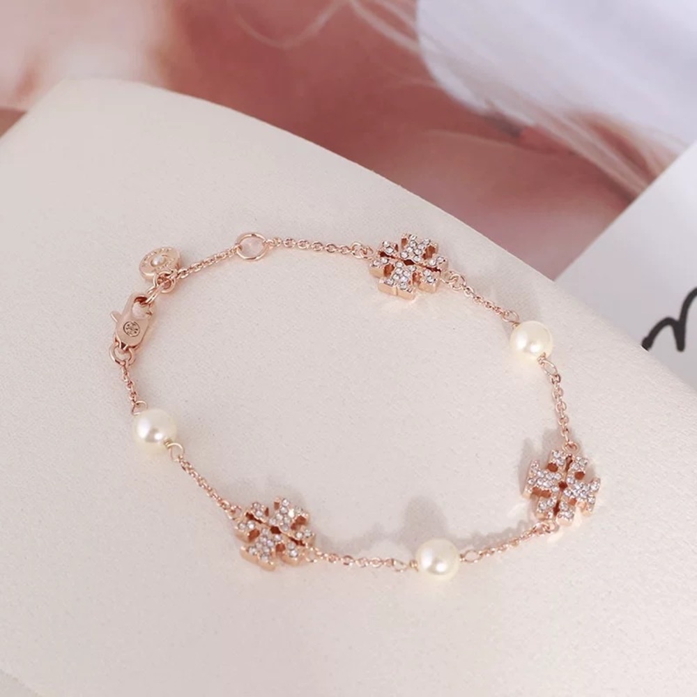 Tory Burch Rose Gold Gemstones and Pearl Bracelet - Picture 4 of 9